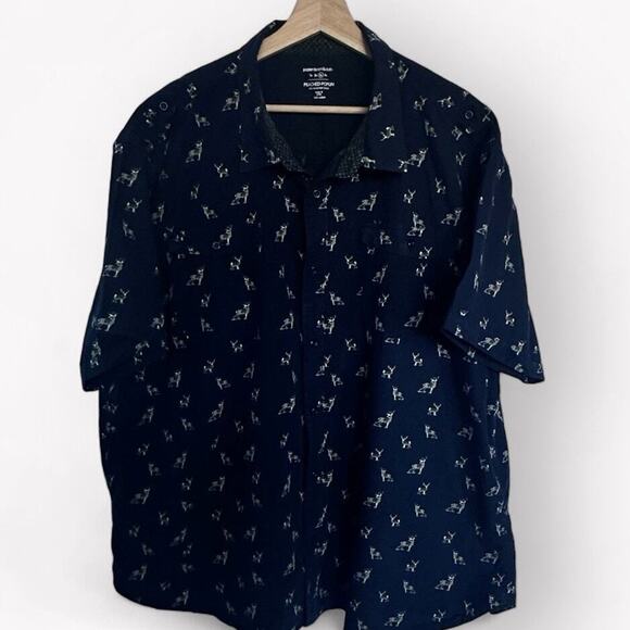 Paper Denim & Cloth Men's Casual Deers Print Button Up Short Sleeve Shirt Sz 3XL - Picture 1 of 9